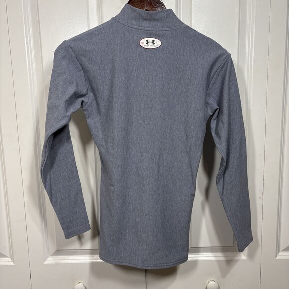 Under Armour Compression Shirt Mens S ColdGear Mock Neck Blue Gym Base Layer - Picture 5 of 11